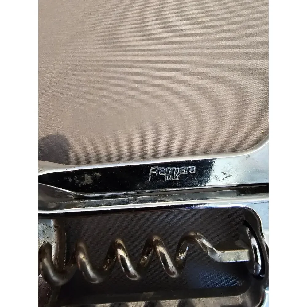 Franmara Silver Corkscrew Wine Bottle Opener w/Fins - Push Down - Used - Italy
